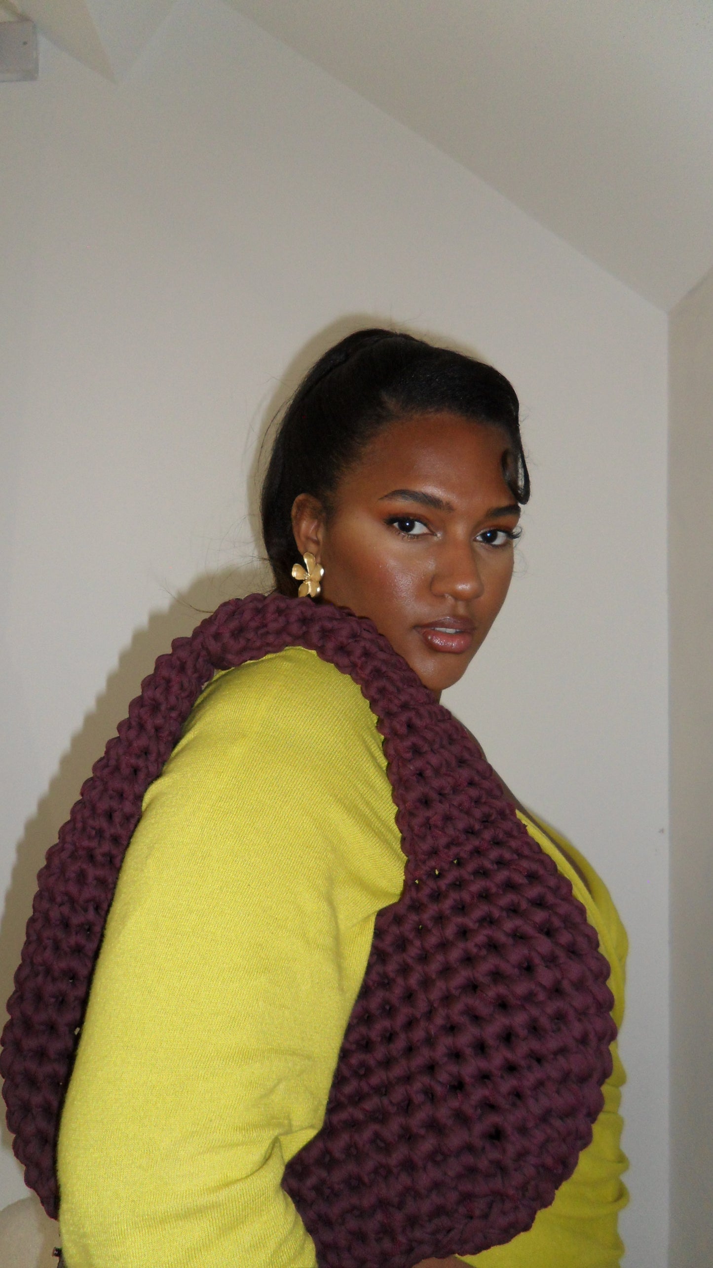 Hand Woven Crochet Bag - Deep Cherry