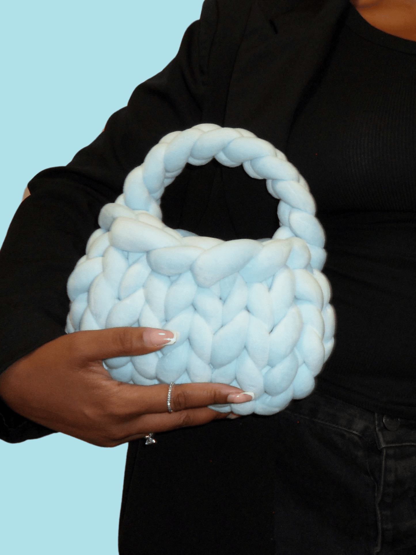 The Bubble Bag - Baby Blue Velvet (Handmade)