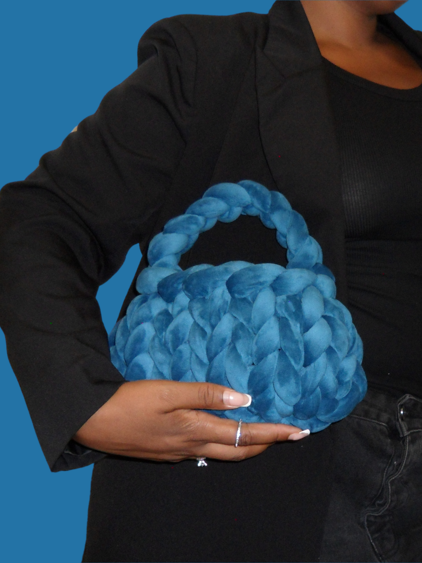 The Bubble Bag - Deep Blue Velvet (Handmade)
