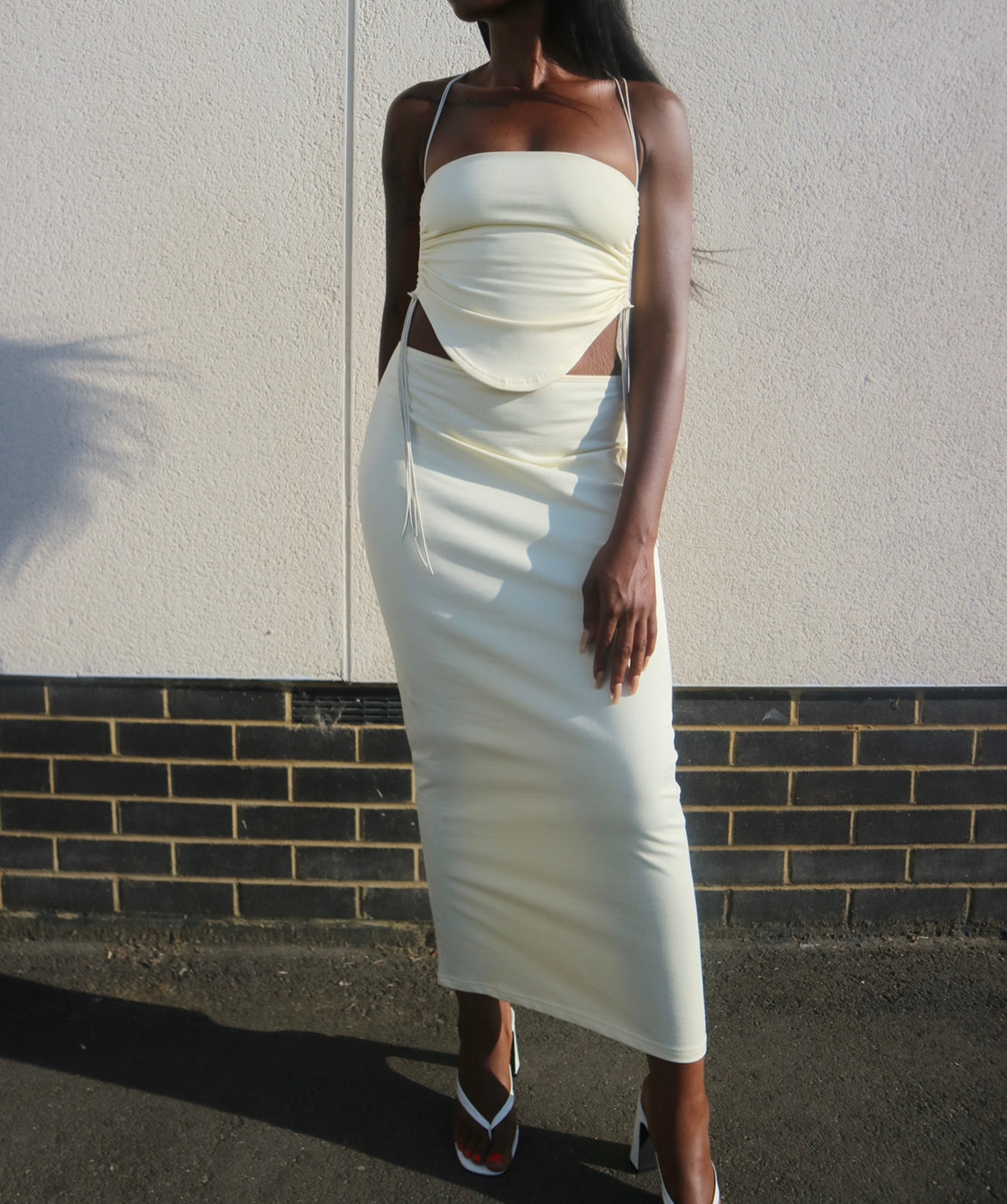 MAYA Mid-Rise Maxi Skirt - Cream